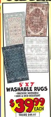 Ollie's 5' X 7' WASHABLE RUGS offer