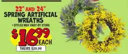 Ollie's 22 AND 24 SPRING ARTIFICIAL WREATHS offer