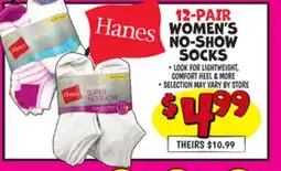 Ollie's HANES 12-PAIR WOMEN'S NO-SHOW SOCKS offer