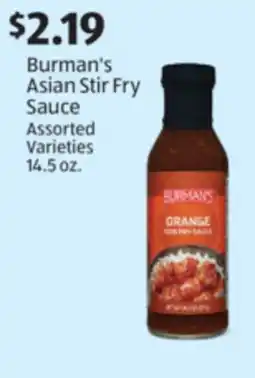 Aldi Burman's Asian Stir Fry Sauce offer