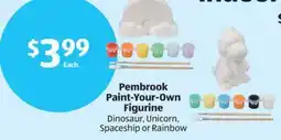 Aldi Pembrook Paint-Your-Own Figurine Dinosaur, Unicorn, Spaceship or Rainbow offer