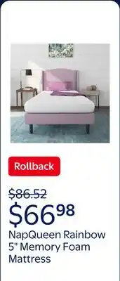 Walmart NapQueen Rainbow 5 Twin, Memory Foam Mattress, White offer