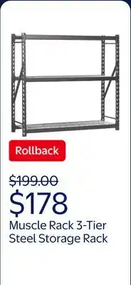 Walmart Muscle Rack 77W x 24D x 72H 3-Tier Steel Welded Storage Rack offer