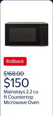 Walmart Mainstays 2.2 cu ft Countertop Microwave Oven, Black, New offer