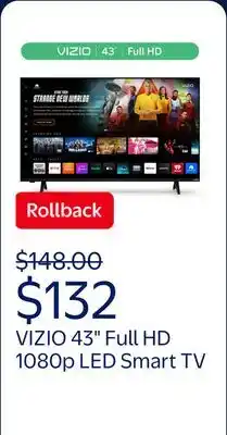 Walmart VIZIO 43 Class Full HD 1080p LED Smart TV (VFD43M-08) offer