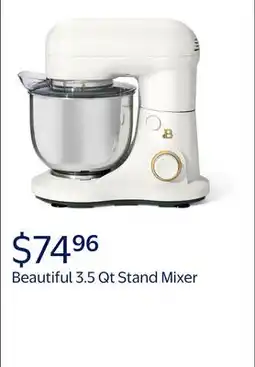 Walmart Beautiful 3.5 Qt Stand Mixer, White Icing with Flat Beater, Dough Hook, Balloon Whisk offer