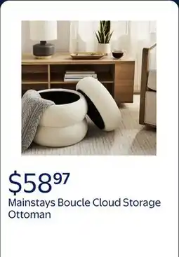 Walmart Mainstays Boucle Cloud Storage Ottoman, Cream offer
