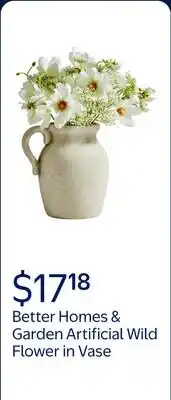 Walmart Better Homes & Garden 11H Artificial Wild Flower in Ceramic Jug Vase offer