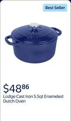 Walmart Lodge Cast Iron 5.5qt Indigo Enameled Dutch Oven offer