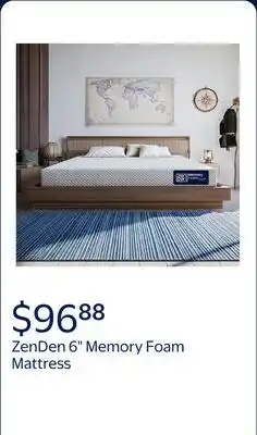 Walmart ZenDen 6 Twin Medium Firm Tight Top Memory Foam Mattress offer