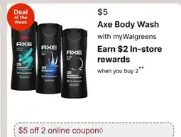 Walgreens Axe Body Wash offer