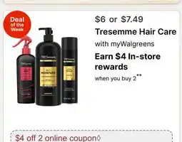 Walgreens Tresemme Hair Care offer