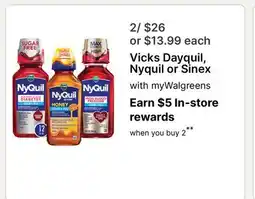 Walgreens Vicks Dayquil, Nyquil or Sinex offer