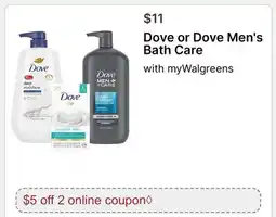 Walgreens Dove or Dove Men's Bath Care offer