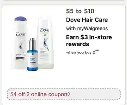 Walgreens Dove Hair Care offer