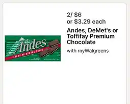 Walgreens Andes, DeMet's or Toffifay Premium Chocolate offer