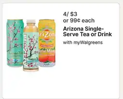 Walgreens Arizona Single-Serve Tea or Drink offer