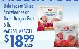 Smart & Final Dole Frozen Sliced Strawberries or Diced Dragon Fruit offer