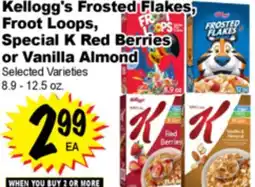 Superior Grocers Kellogg's Frosted Flakes, Froot Loops, Special K Red Berries or Vanilla Almond offer