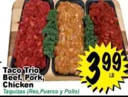Superior Grocers Taco Trio Beef, Pork, Chicken offer