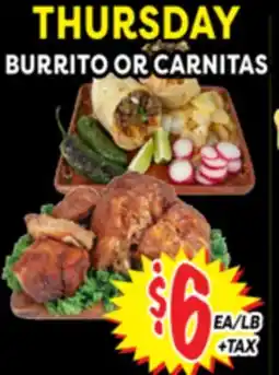 Superior Grocers BURRITO OR CARNITAS offer