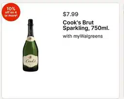 Walgreens Cook's Brut Sparkling, 750ml offer