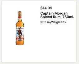 Walgreens Captain Morgan Spiced Rum, 750ml offer
