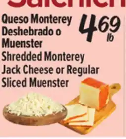 El Super Shredded Monterey Jack Cheese or Regular Sliced Muenster offer