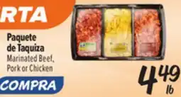 El Super Marinated Beef, Pork or Chicken offer