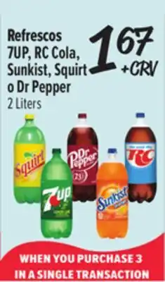 El Super 7UP, RC Cola, Sunkist, Squirt o Dr Pepper offer