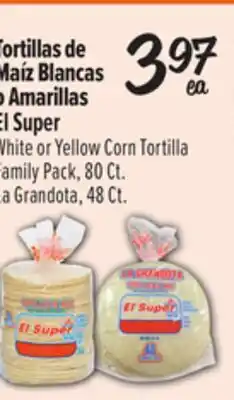 El Super White or Yellow Corn Tortilla Family Pack, 80Ct. La Grandota, 48Ct offer