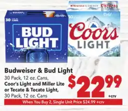 Vallarta Supermarkets Budweiser & Bud Light offer