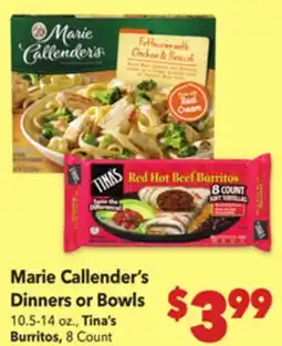 Vallarta Supermarkets Marie Callender's Dinners or Bowls offer