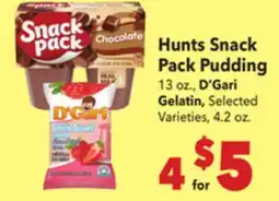 Vallarta Supermarkets Hunts Snack Pack Pudding offer