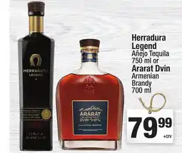 Super King Markets Herradura Legend Añejo Tequila 750 ml or Ararat Dvin Armenian Brandy 700 ml offer