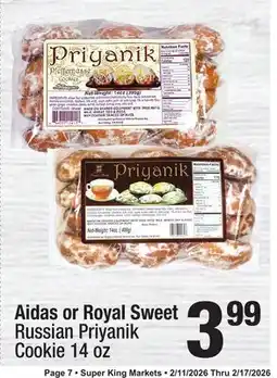 Super King Markets Aidas or Royal Sweet Russian Priyanik Cookie offer