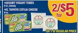Torres Supermercado •GOGURT YOGURT TUBES •EL TAPATIO COTIJA CHEESE offer