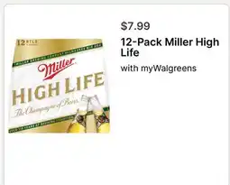 Walgreens 12-Pack Miller High Life offer