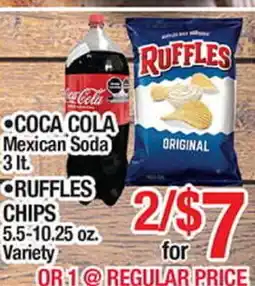 Torres Supermercado •COCA COLA Mexican Soda 3 Lt. •RUFFLES CHIPS 5.5-10.25 oz offer