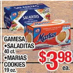 Torres Supermercado GAMESA • SALADITAS 40 ct. • MARIAS COOKIES 19 oz offer