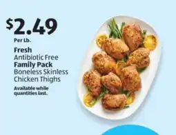 Aldi Fresh Antibiotic Free Family Pack Boneless Skinless Chicken Thighs offer