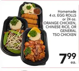 Pete's Fresh Market Homemade 4 ct. EGG ROLLS or 24 oz. ORANGE CHICKEN, CHINESE RICE, OR GENERAL TSO CHICKEN offer