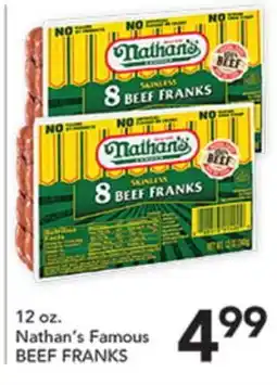 Pete's Fresh Market 12 oz. Nathan's Famous BEEF FRANKS offer