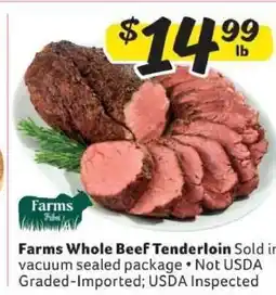 Winn Dixie Farms Whole Beef Tenderloin offer