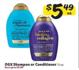 Winn Dixie OGX SHAMPOO OR CONDITIONER offer
