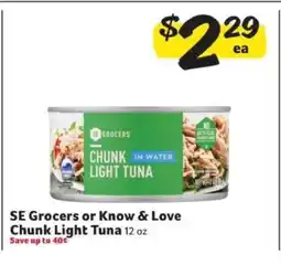 Winn Dixie SE Grocers or Know & Love Chunk Light Tuna offer