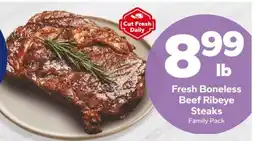 Save a Lot Fresh Boneless Beef Ribeye Steaks offer