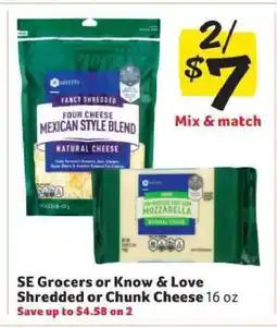 Winn Dixie SE Grocers or Know & Love Shredded or Chunk Cheese offer