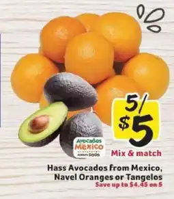 Winn Dixie Hass Avocados from Mexico, Navel Oranges or Tangelos offer
