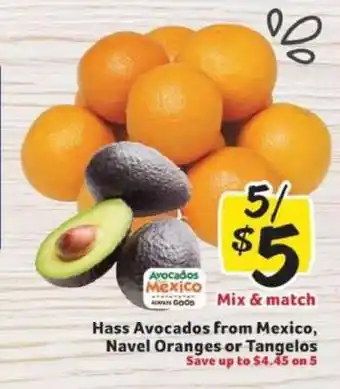 Winn Dixie Hass Avocados from Mexico, Navel Oranges or Tangelos offer